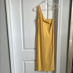 Yellow Asymmetrical Backless Cocktail Dress